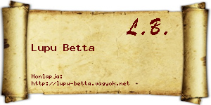 Lupu Betta névjegykártya